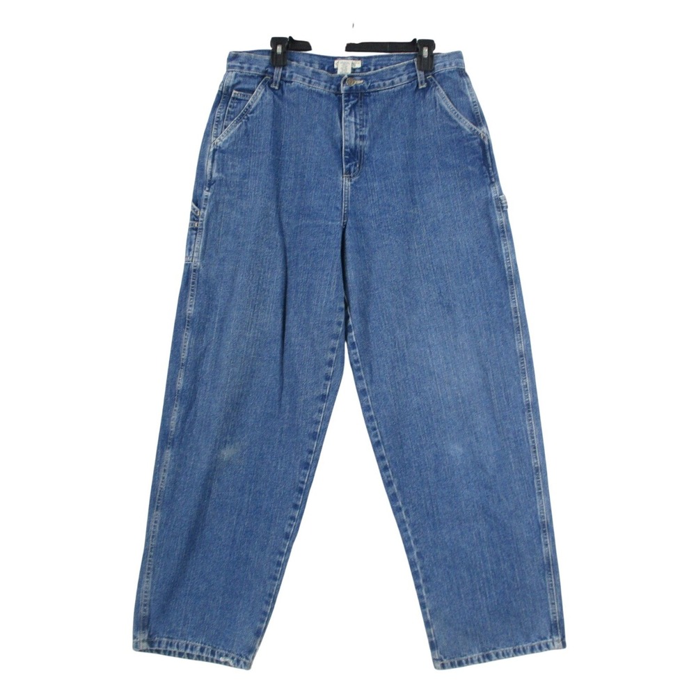 Cherokee Brand Women Blue Carpenter Jeans Wide Leg Denim Hammer Loop Size‎ 16